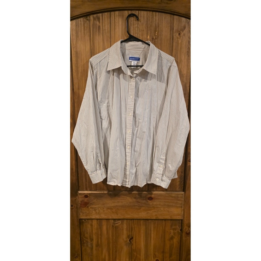 Pendleton Button-Up Shirt Womens 22W Multicolor Striped Cotton Long Sleeve